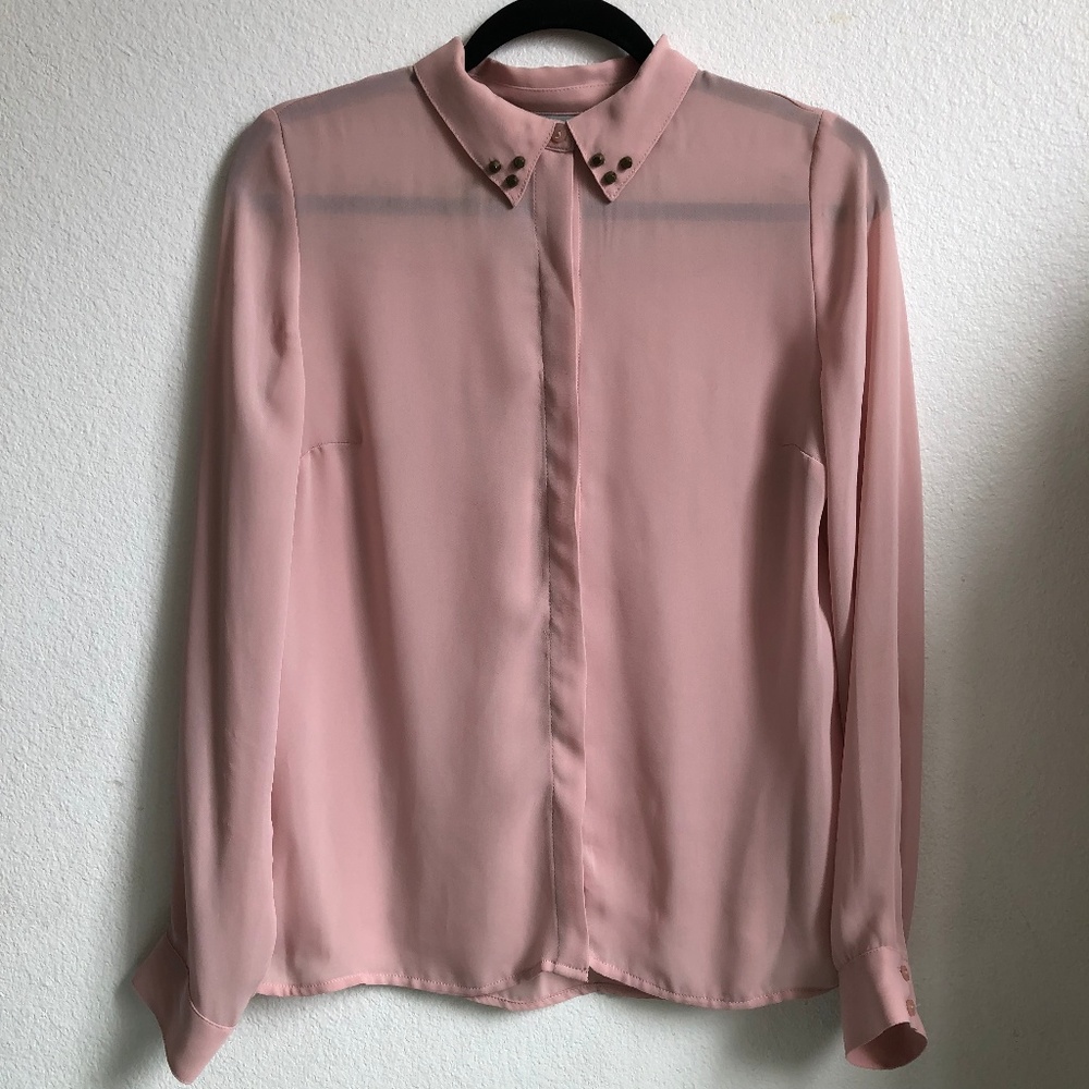 🎀 3/$25 Worthington Pink Studded Collar Blouse